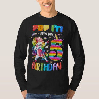 Dabbing eenhoorn 5 jaar oud 5e verjaardag Pop it f T-shirt