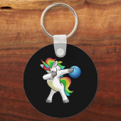 Dabbing eenhoorn bowling bowler grappige dab dans sleutelhanger (Voorkant)