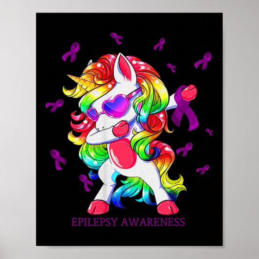 Dabbing Eenhoorn Epilepsie Bewustzijn Lint Gifts Poster (Voorkant)