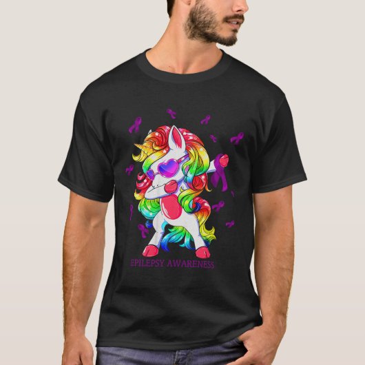 Dabbing Eenhoorn Epilepsie Bewustzijn Lint Gifts T-shirt (Voorkant)