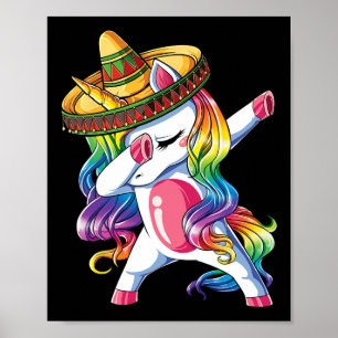 Dabbing Eenhoorn Grappige Cinco De Mayo Vrouwen Re Poster