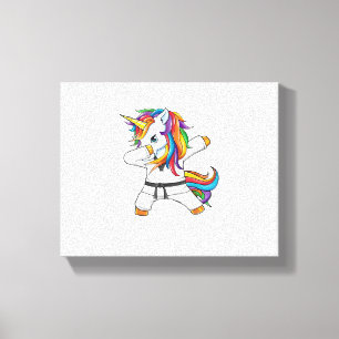 Dabbing eenhoorn karate taekwondo Kinder meisjes m Canvas Afdruk