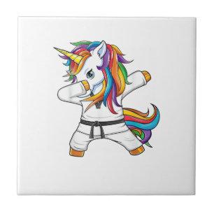 Dabbing Eenhoorn Karate Taekwondo Kinderen Meisjes Tegeltje