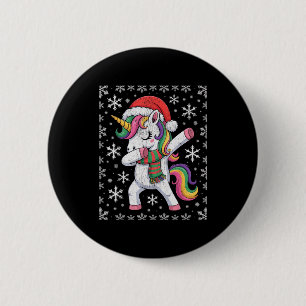 Dabbing Eenhoorn Kerstman Hoed Kerstmis Xmas Dab Ronde Button 5,7 Cm