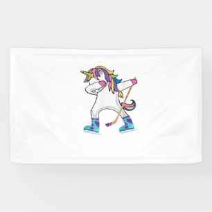Dabbing Eenhoorn Met Een Hockeystick Eenhoorn Spor Spandoek