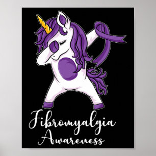 Dabbing eenhoorn Paarse lint fibromyalgie Awarene Poster