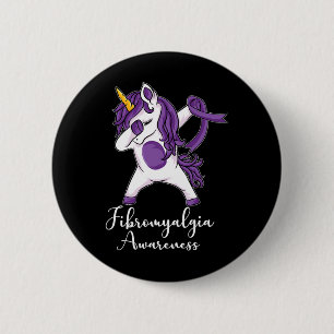 Dabbing eenhoorn Paarse lint fibromyalgie Awarene Ronde Button 5,7 Cm