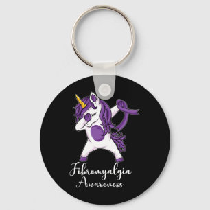 Dabbing eenhoorn Paarse lint fibromyalgie Awarene Sleutelhanger