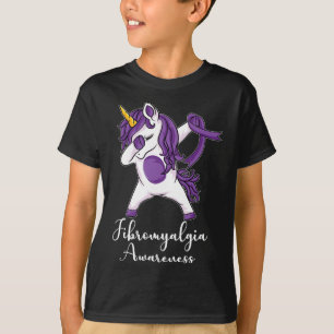 Dabbing eenhoorn Paarse lint fibromyalgie Awarene T-shirt