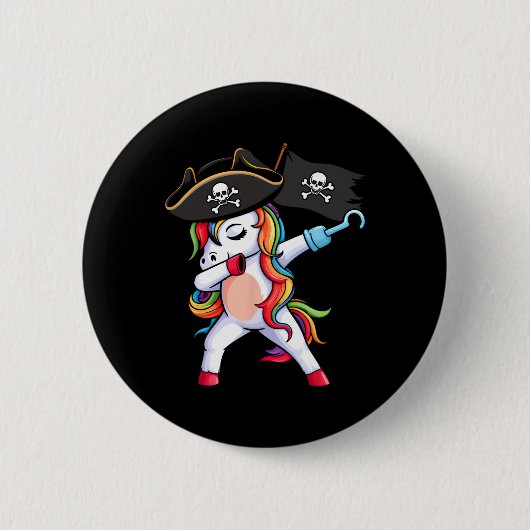 Dabbing Eenhoorn Pirate Girls Kinder Grappige Hall Ronde Button 5,7 Cm (Voorkant)