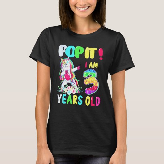 Dabbing Eenhoorn Pop Het Ik Ben 3 Jaar Oud Fidget T-shirt (Voorkant)