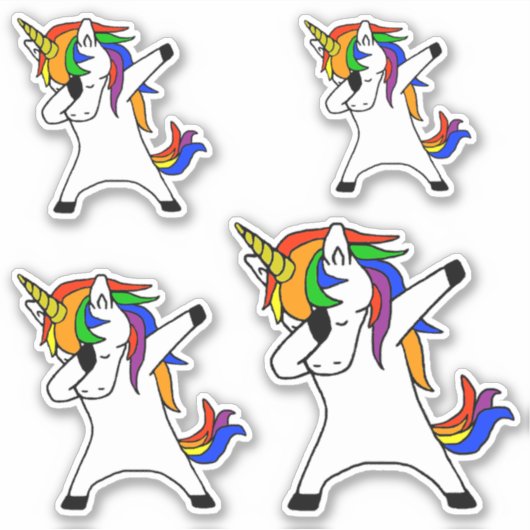 Dabbing Eenhoorn Regenboog Sticker (Voorkant)