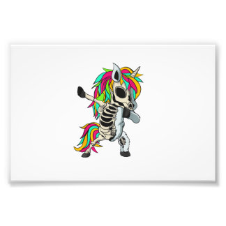 Dabbing Eenhoorn Skelet Halloween T-Shirt Foto Afdruk