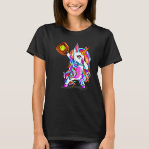 Dabbing eenhoorn sport softbal vrouwen meisje t-shirt