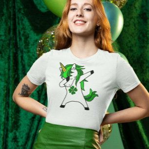Dabbing Eenhoorn St. Patrick's Day Groene Klaver T-shirt