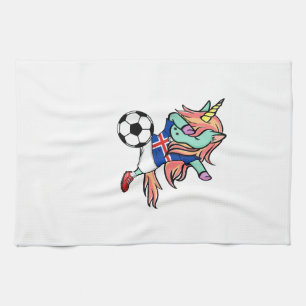Dabbing Eenhoorn Voetbal IJsland T-Shirt IJslands Theedoek