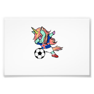 Dabbing Eenhoorn Voetbal IJsland T-Shirt IJslandse Foto Afdruk