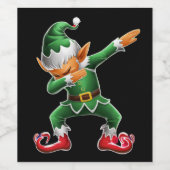 Dabbing Elf Costume-kerstfeestdagen Wijn Etiket (Enkel label)