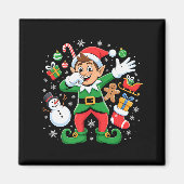 Dabbing Elf Friends Xmas Boys Girls Dabbing Christ Magneet (Voorkant)