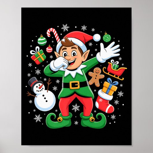 Dabbing Elf Friends Xmas Boys Girls Dabbing Christ Poster (Voorkant)