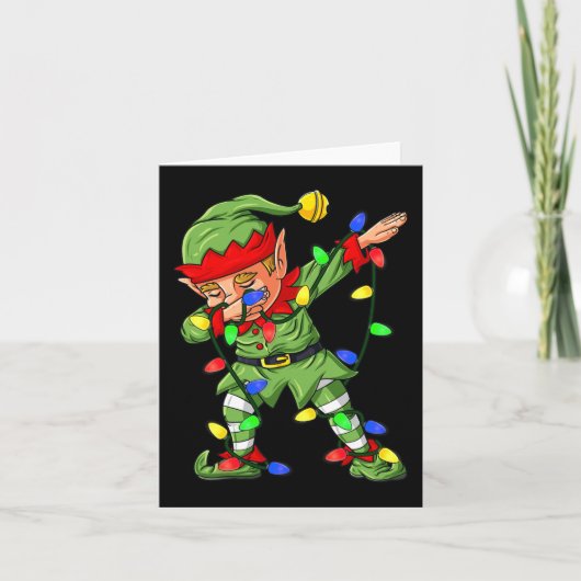 Dabbing Elf kerstboom verlichting jongens Kinder d Kaart (Voorkant)