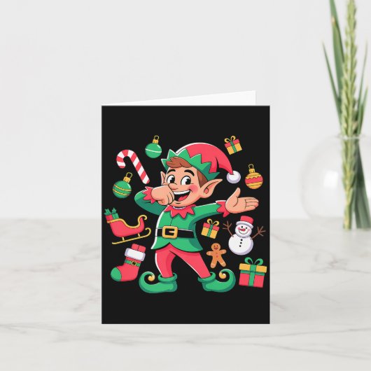 Dabbing Elf Kerstman slee Santa Sneeuwman Funny Da Kaart (Voorkant)