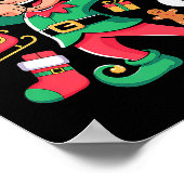 Dabbing Elf Santa Sleigh Snowman Funny Dabbing Chr Poster (Hoek)