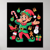 Dabbing Elf Santa Sleigh Snowman Funny Dabbing Chr Poster (Voorkant)