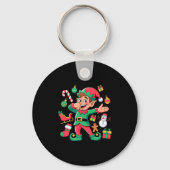 Dabbing Elf Santa Sleigh Snowman Funny Dabbing Chr Sleutelhanger (Voorkant)