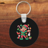 Dabbing Elf Santa Sleigh Snowman Funny Dabbing Chr Sleutelhanger (Voorkant)
