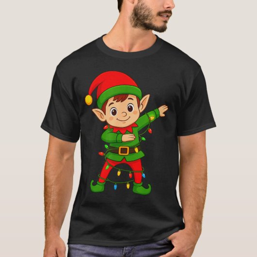 Dabbing Elf Shirt Costume Christmas Squad Men Boy  (Voorkant)