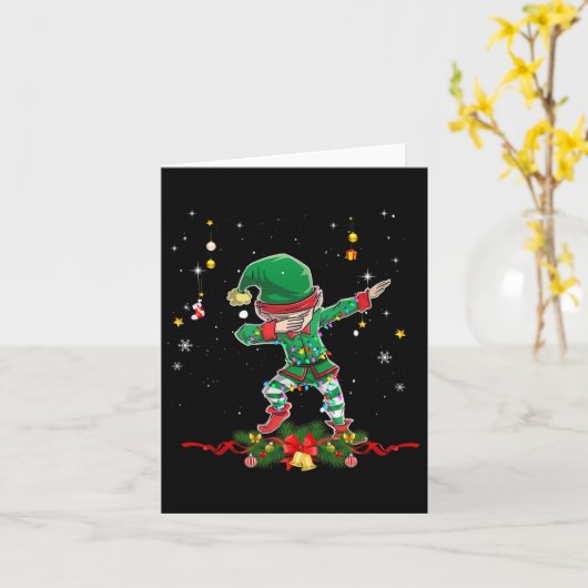 Dabbing Elf Shirt Costume Christmas Squad Men Boy Kaart (Gele Bloem)