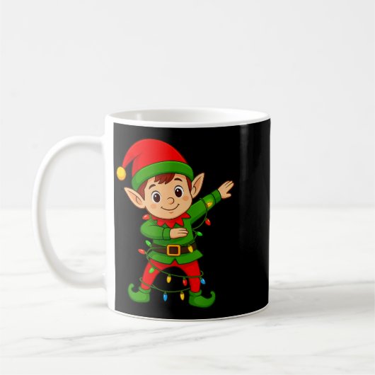 Dabbing Elf Shirt Costume Christmas Squad Men Boy  Koffiemok (Links)