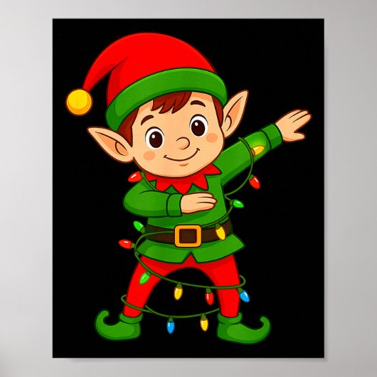 Dabbing Elf Shirt Costume Christmas Squad Men Boy  Poster (Voorkant)