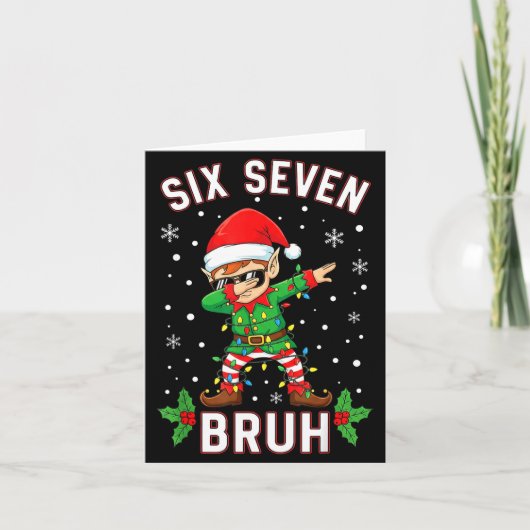 Dabbing Elf Six Seven Bruh Christmas 67 Meme Xmas  Kaart (Voorkant)