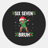 Dabbing Elf Six Seven Bruh Christmas 67 Meme Xmas  Ronde Sticker (Voorkant)