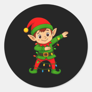 Dabbing Elf T-shirt Kostuum Kerst Team Mannen Jong Ronde Sticker