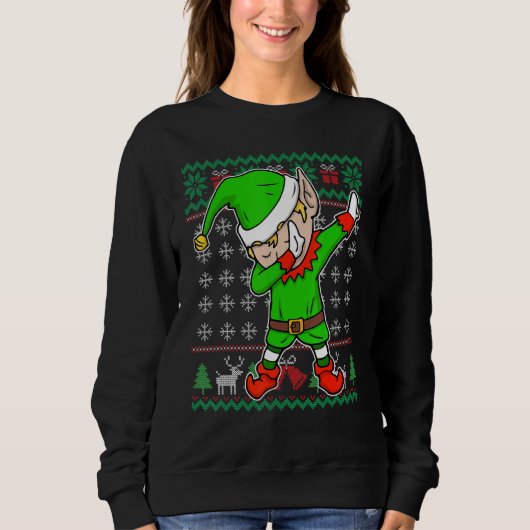 Dabbing Elf Ugly KerstSweater Funny Holiday Trui (Voorkant)