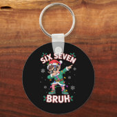 Dabbing Elf Zes Zeven Bruh Kerstmis 67 Meme Kerst Sleutelhanger (Voorkant)
