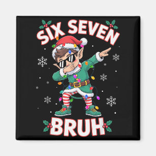 Dabbing Elf Zes Zeven Bruh Kerstmis 67 Meme Kerstm Magneet