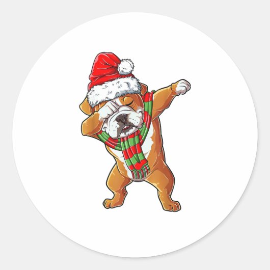 Dabbing English Bulldog kerstcadeaus Kinder Ronde Sticker (Voorkant)