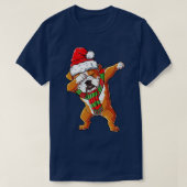 Dabbing English Bulldog Santa Kerstmis kinder Gift T-shirt (Design voorkant)