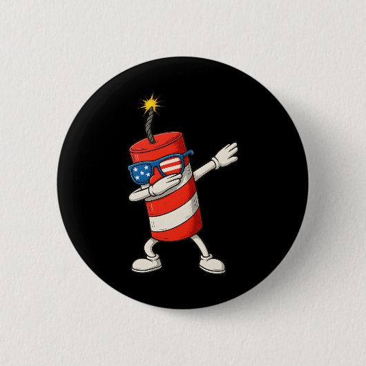 Dabbing Firecracker Funny 4th of July Boys Kinder Ronde Button 5,7 Cm (Voorkant)