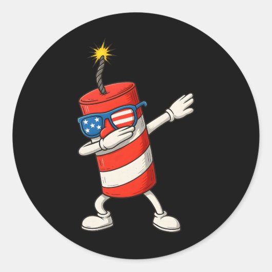 Dabbing Firecracker Funny 4th of July Boys Kinder Ronde Sticker (Voorkant)