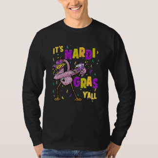 Dabbing Flamingo It's Mardi Gras Y'all  Carnival P T-shirt