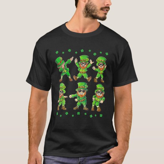 Dabbing Flossing Leprechaun Shamrock Funny St Patr T-shirt (Voorkant)