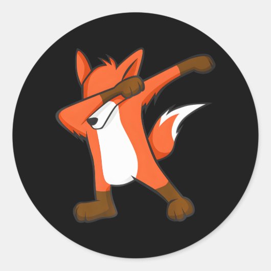 Dabbing Fox Cute Hip Hop Dab Dance Ronde Sticker (Voorkant)