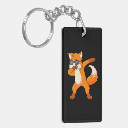 Dabbing Fox Dragen Zonnebril Dab Dance Sleutelhanger (Voorkant Links)