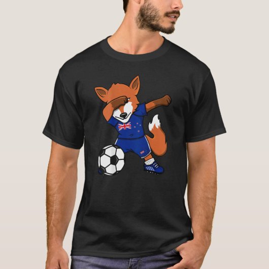 Dabbing Fox New Zealand Voetbal Fans Jersey Voetba T-shirt (Voorkant)