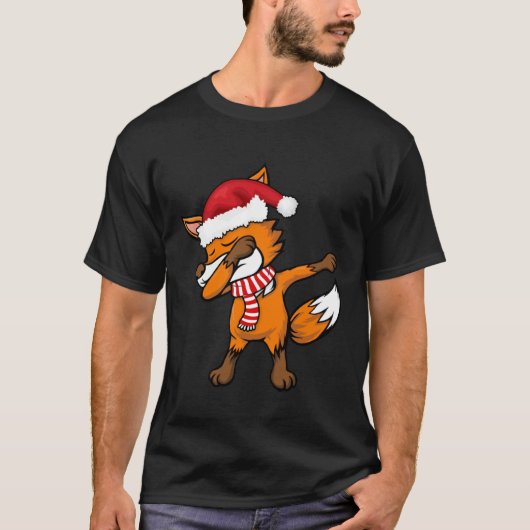 Dabbing Fox Santa Hat Christmas Xmas For Boys Men  T-shirt (Voorkant)